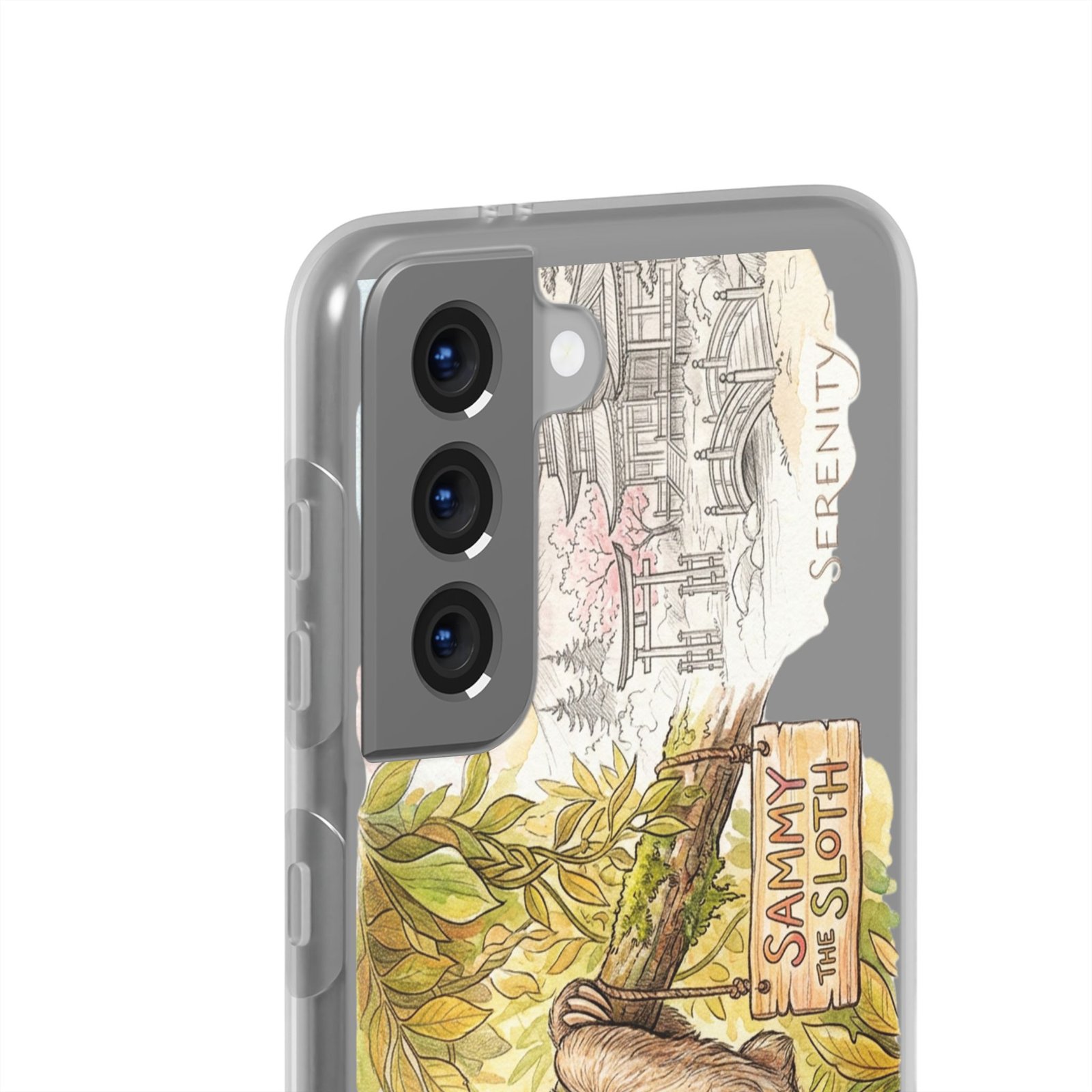 Sloth Phone Case – "Sammy the Sloth" Cute Botanical iPhone Flexi Case - Image 144