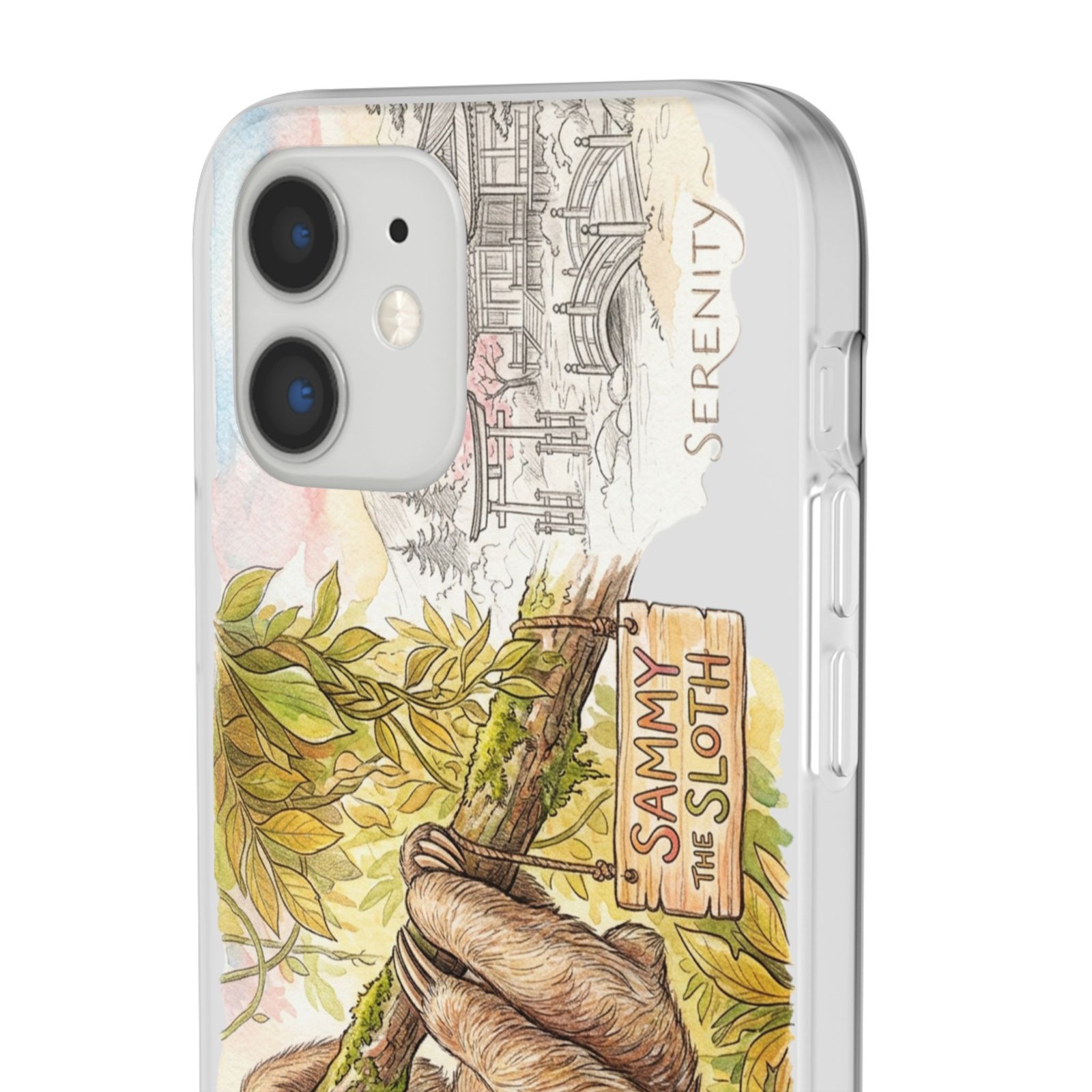Sloth Phone Case – "Sammy the Sloth" Cute Botanical iPhone Flexi Case - Image 38