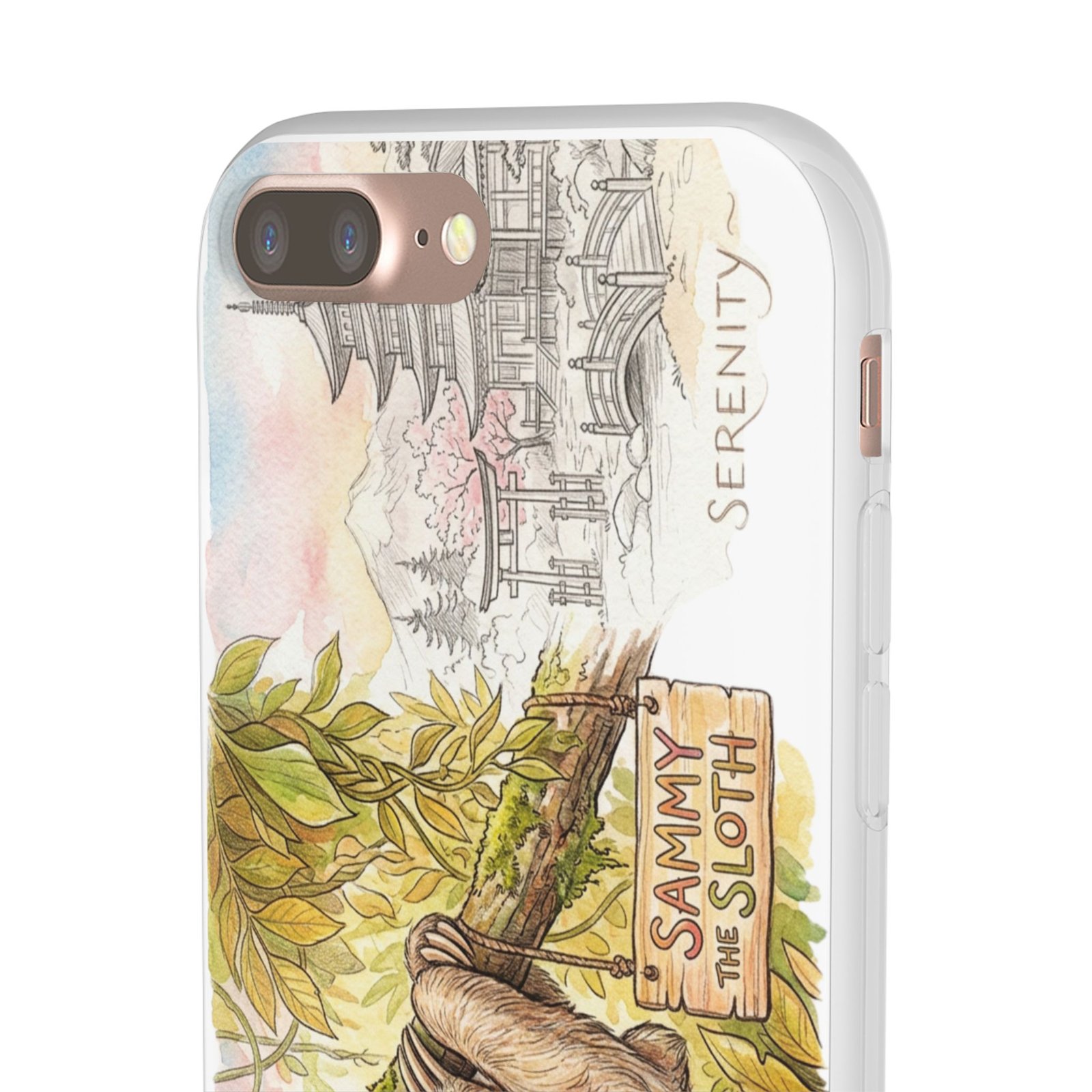 Sloth Phone Case – "Sammy the Sloth" Cute Botanical iPhone Flexi Case - Image 14