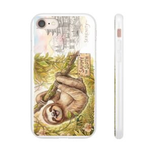 Sloth Phone Case – "Sammy the Sloth" Cute Botanical iPhone Flexi Case