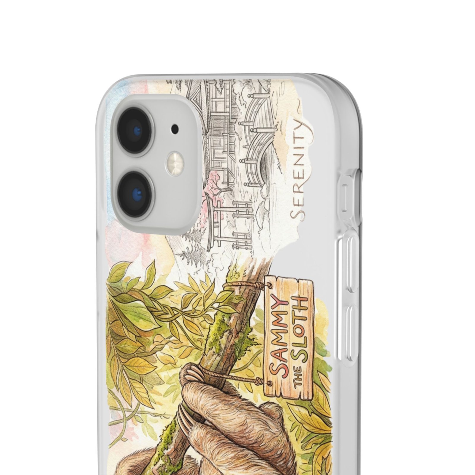 Sloth Phone Case – "Sammy the Sloth" Cute Botanical iPhone Flexi Case - Image 63
