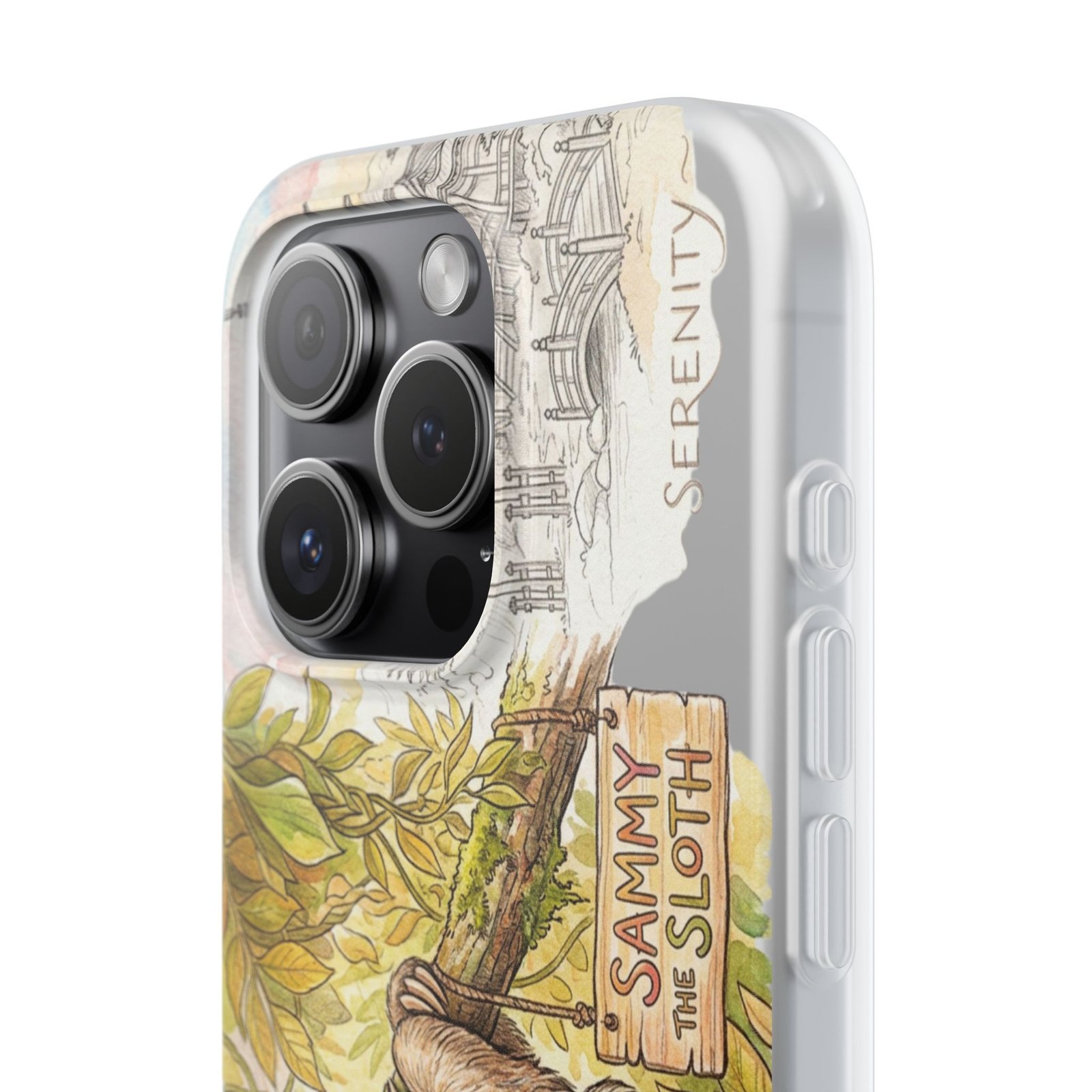 Sloth Phone Case – "Sammy the Sloth" Cute Botanical iPhone Flexi Case - Image 239