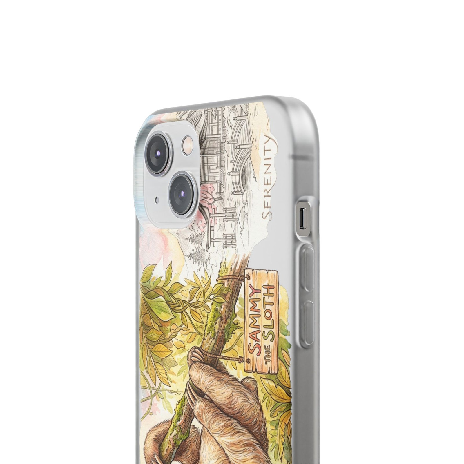 Sloth Phone Case – "Sammy the Sloth" Cute Botanical iPhone Flexi Case - Image 205