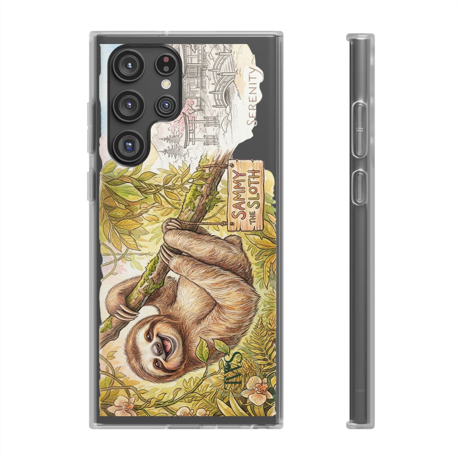Sloth Phone Case – "Sammy the Sloth" Cute Botanical iPhone Flexi Case - Image 163