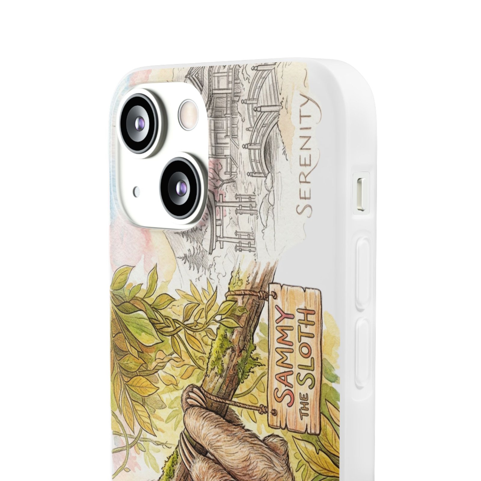 Sloth Phone Case – "Sammy the Sloth" Cute Botanical iPhone Flexi Case - Image 119