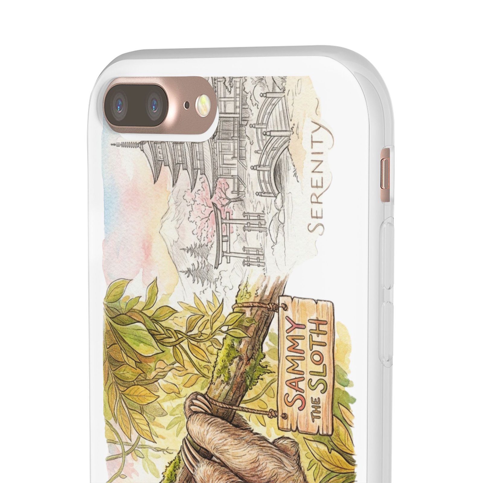Sloth Phone Case – "Sammy the Sloth" Cute Botanical iPhone Flexi Case - Image 20