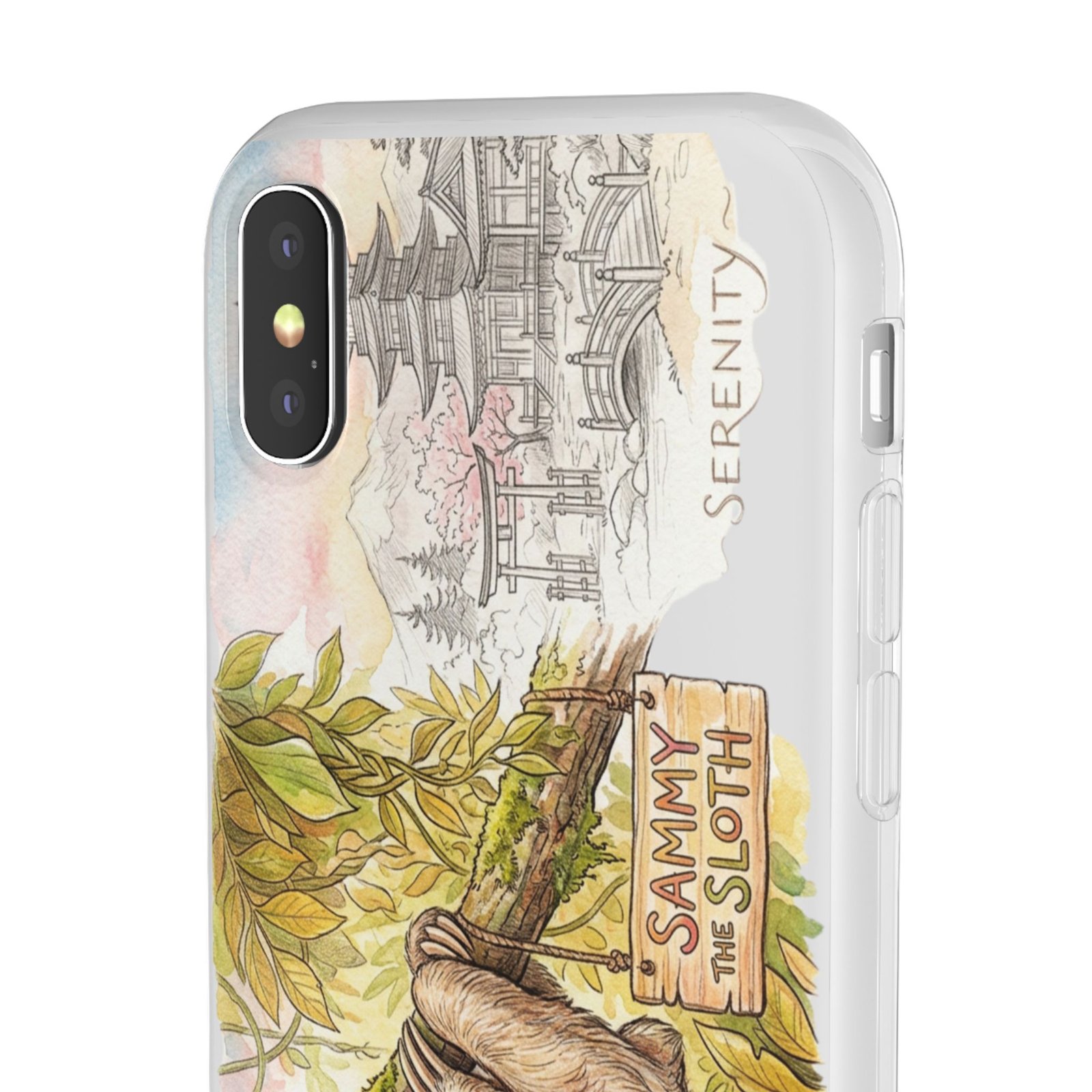 Sloth Phone Case – "Sammy the Sloth" Cute Botanical iPhone Flexi Case - Image 91