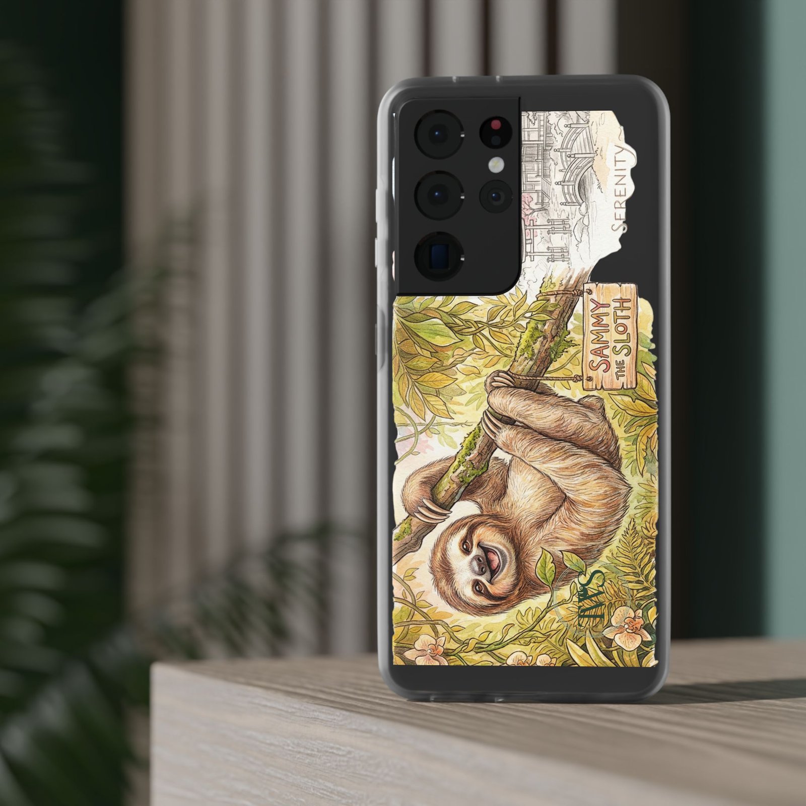 Sloth Phone Case – "Sammy the Sloth" Cute Botanical iPhone Flexi Case - Image 153