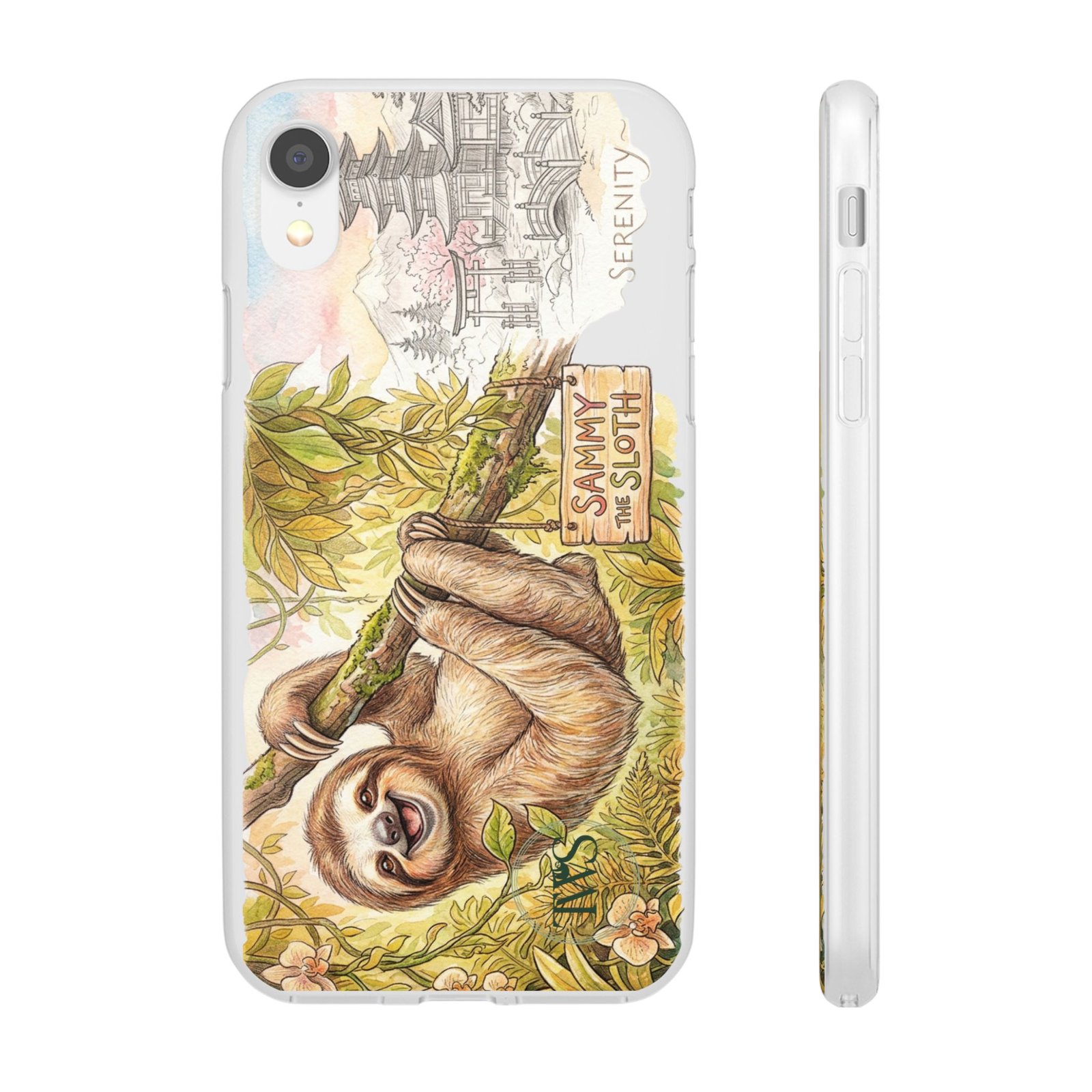 Sloth Phone Case – "Sammy the Sloth" Cute Botanical iPhone Flexi Case - Image 16