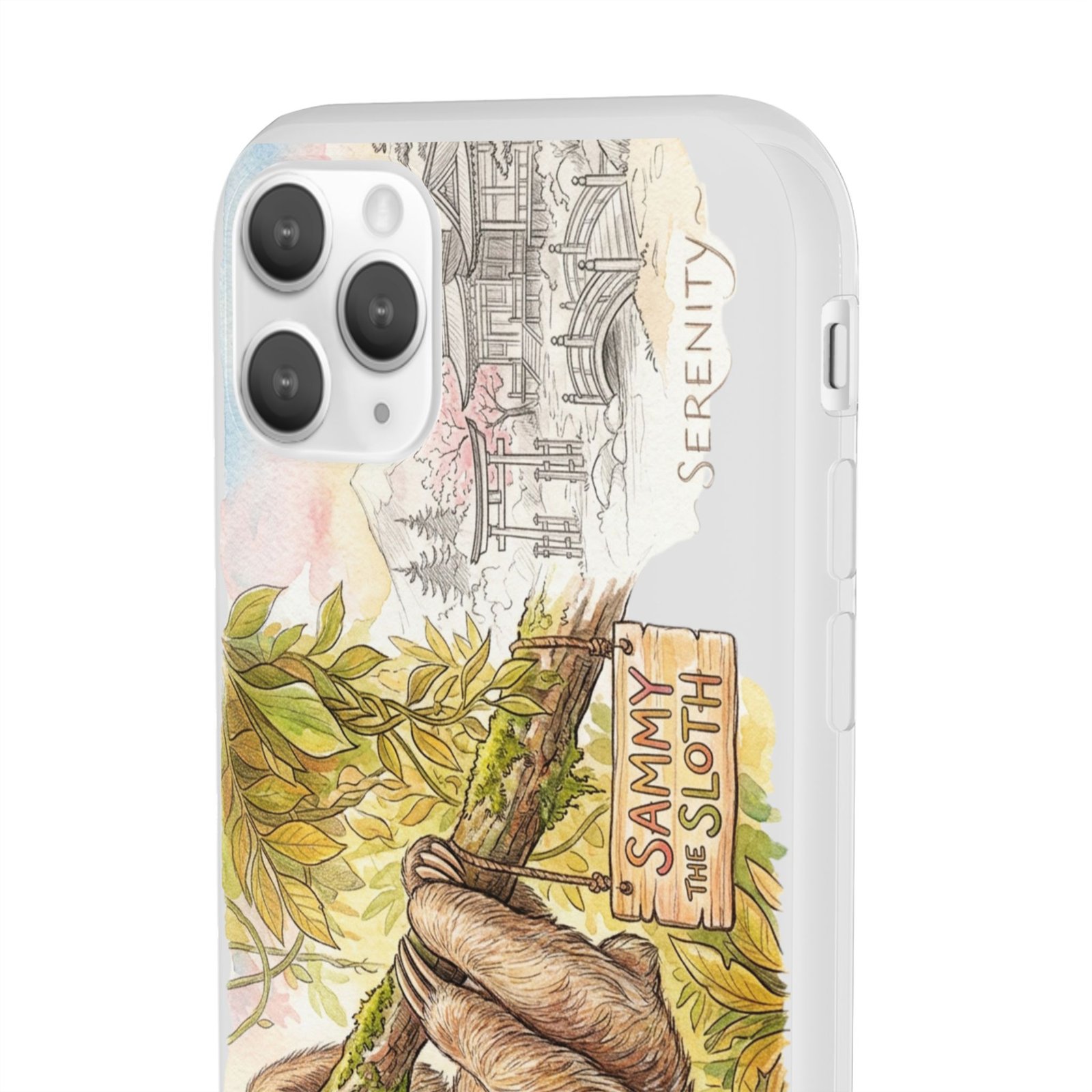 Sloth Phone Case – "Sammy the Sloth" Cute Botanical iPhone Flexi Case - Image 32