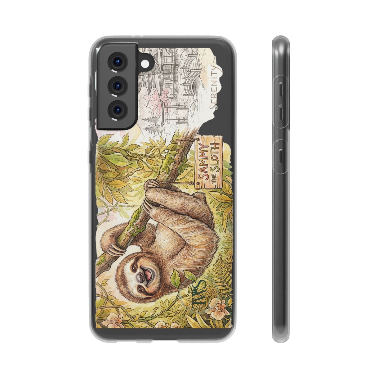 Sloth Phone Case – "Sammy the Sloth" Cute Botanical iPhone Flexi Case - Image 137