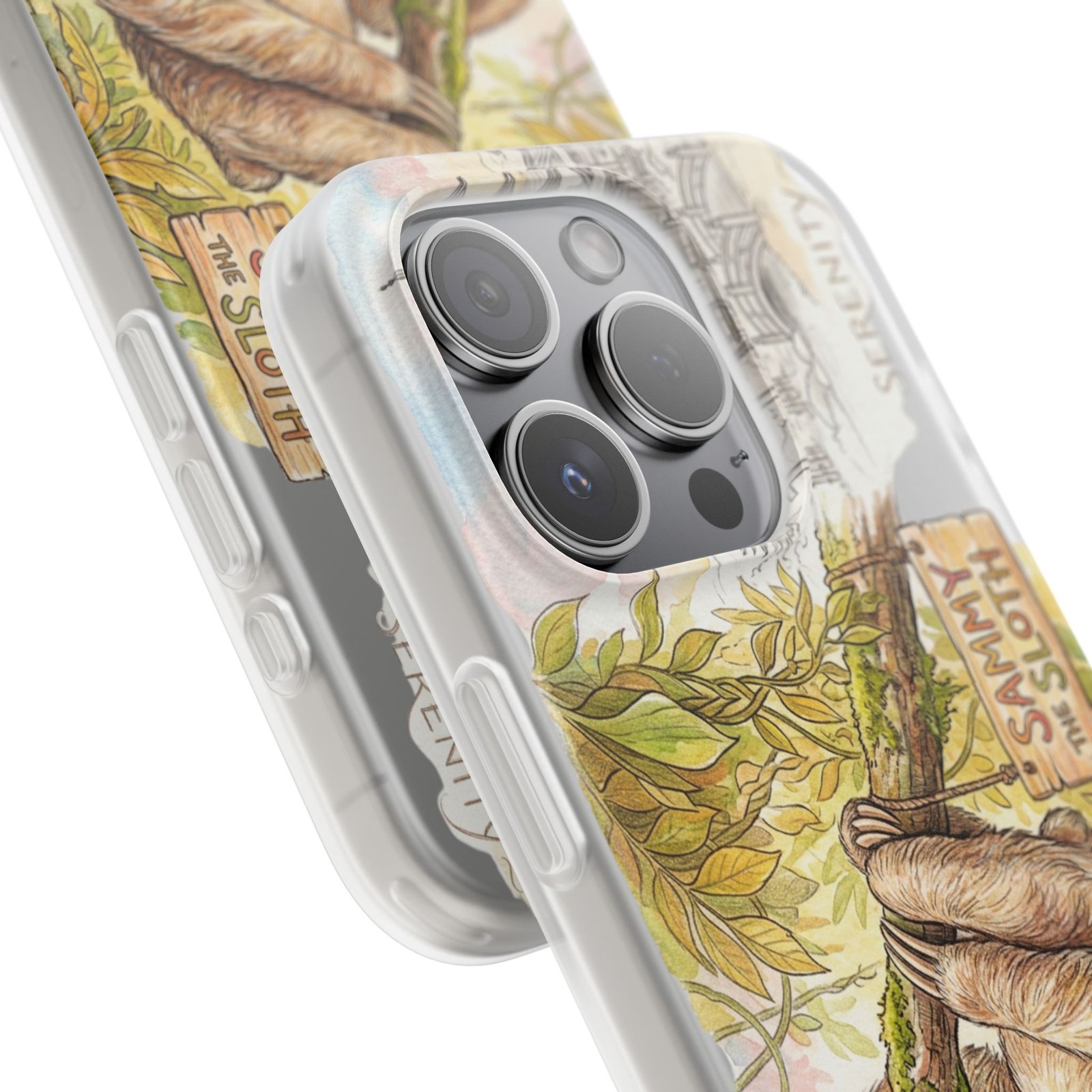Sloth Phone Case – "Sammy the Sloth" Cute Botanical iPhone Flexi Case - Image 238