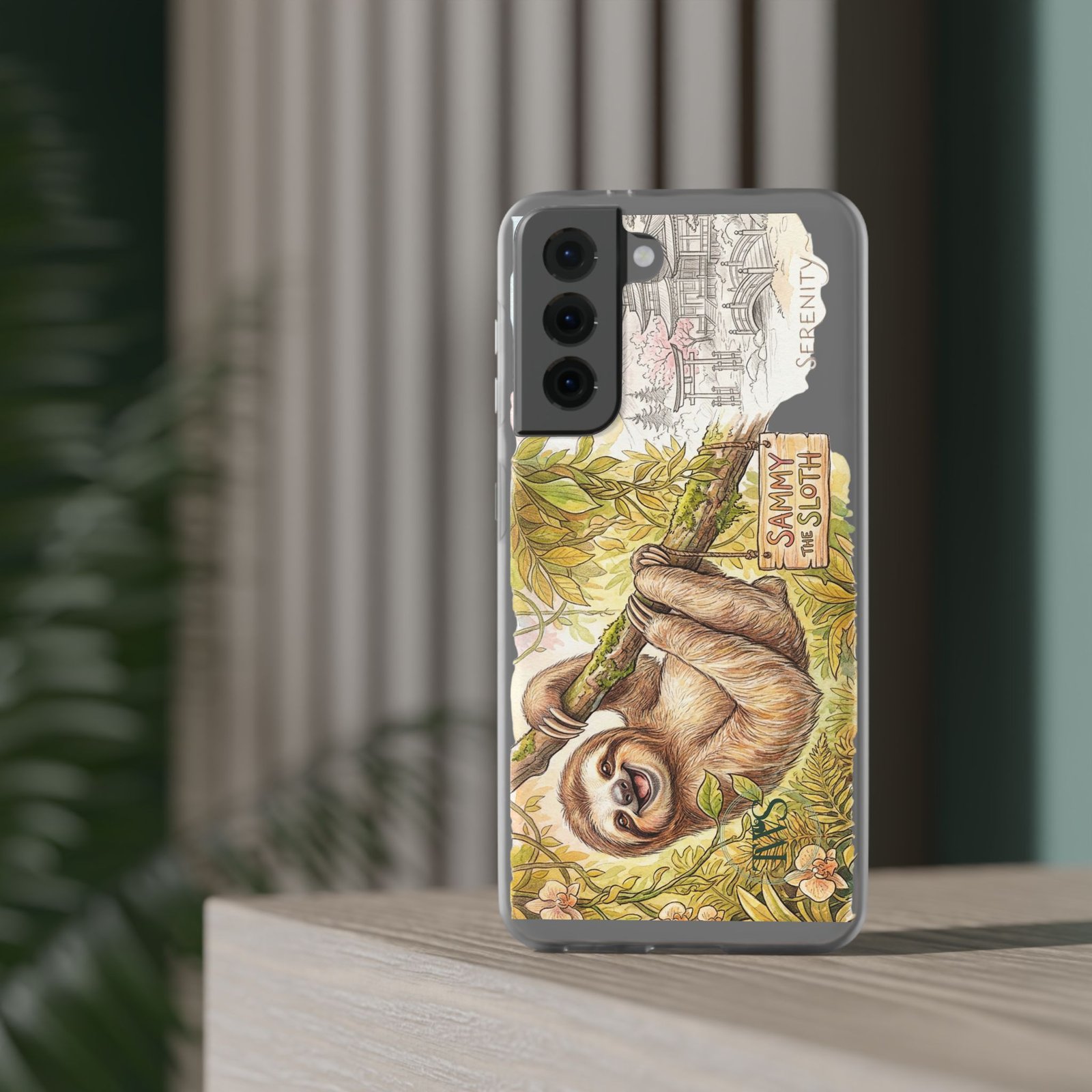 Sloth Phone Case – "Sammy the Sloth" Cute Botanical iPhone Flexi Case - Image 145
