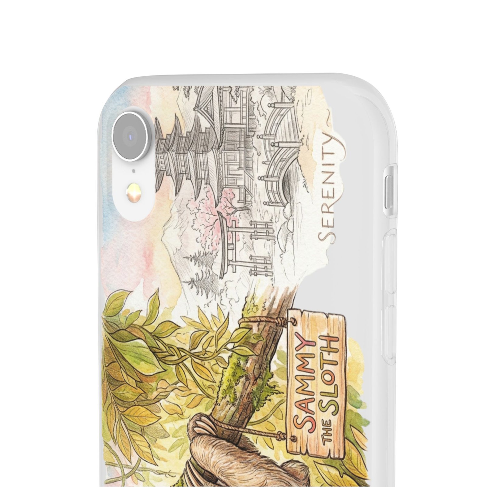 Sloth Phone Case – "Sammy the Sloth" Cute Botanical iPhone Flexi Case - Image 95