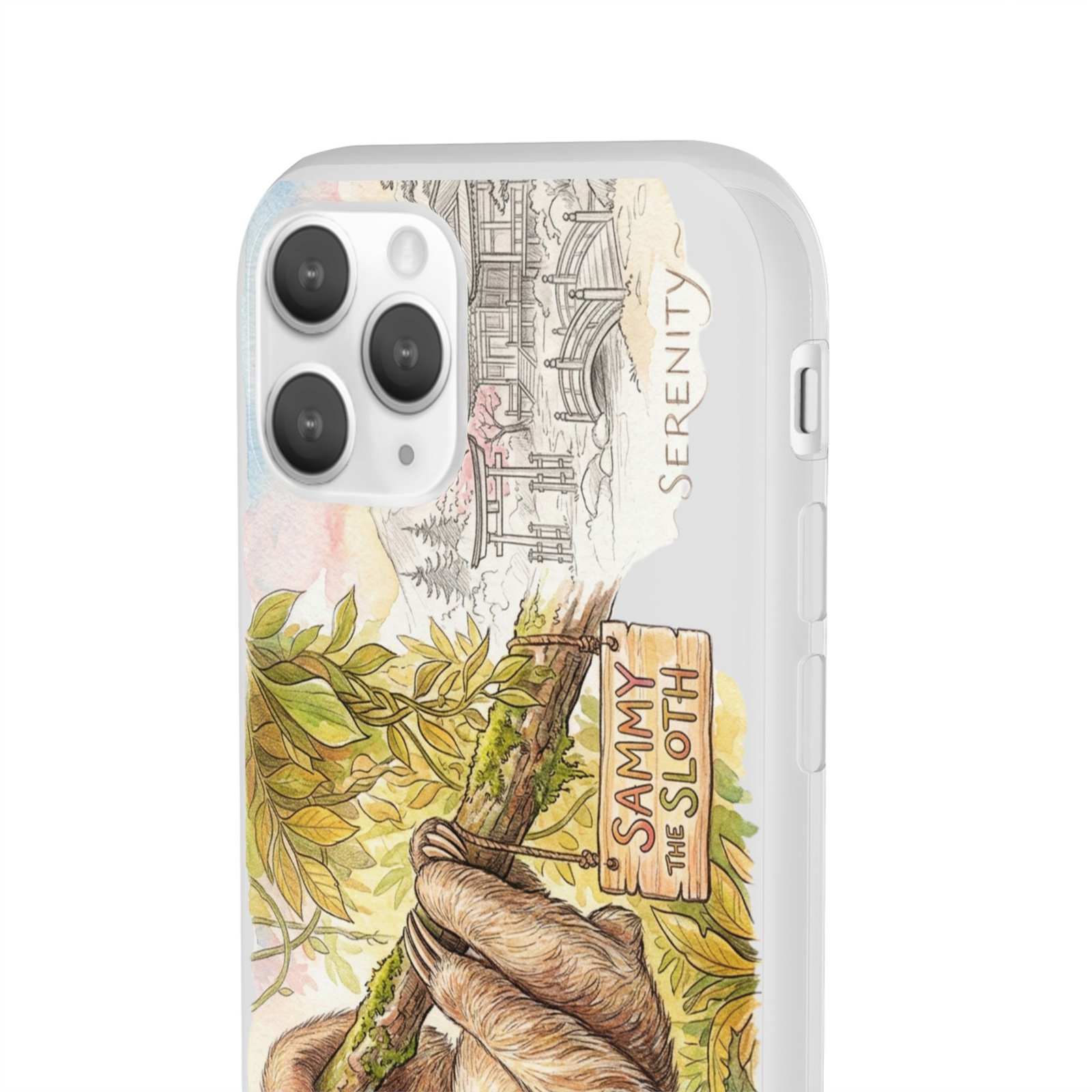 Sloth Phone Case – "Sammy the Sloth" Cute Botanical iPhone Flexi Case - Image 29