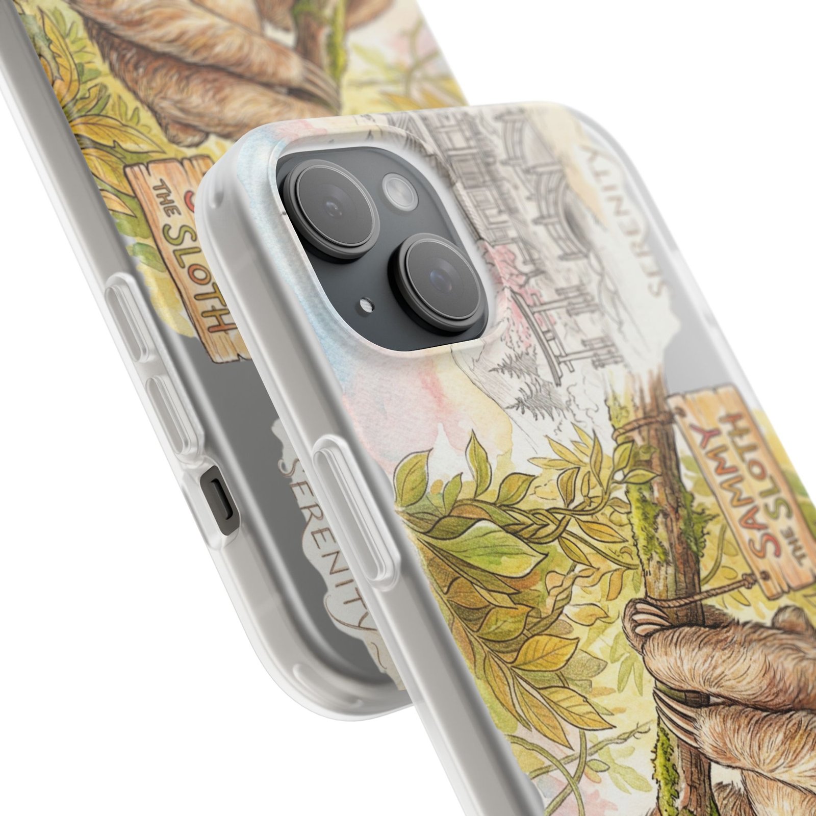 Sloth Phone Case – "Sammy the Sloth" Cute Botanical iPhone Flexi Case - Image 242