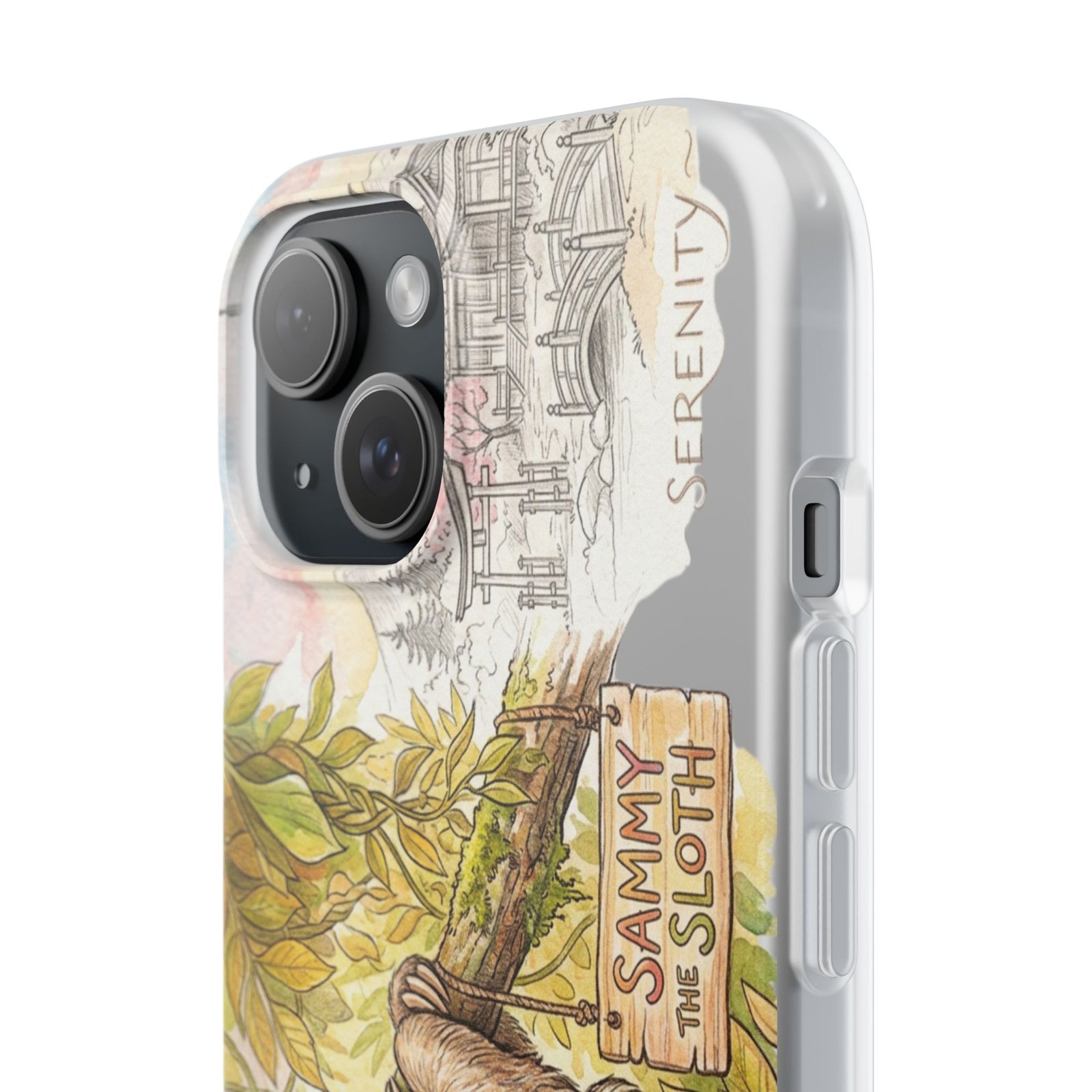 Sloth Phone Case – "Sammy the Sloth" Cute Botanical iPhone Flexi Case - Image 235