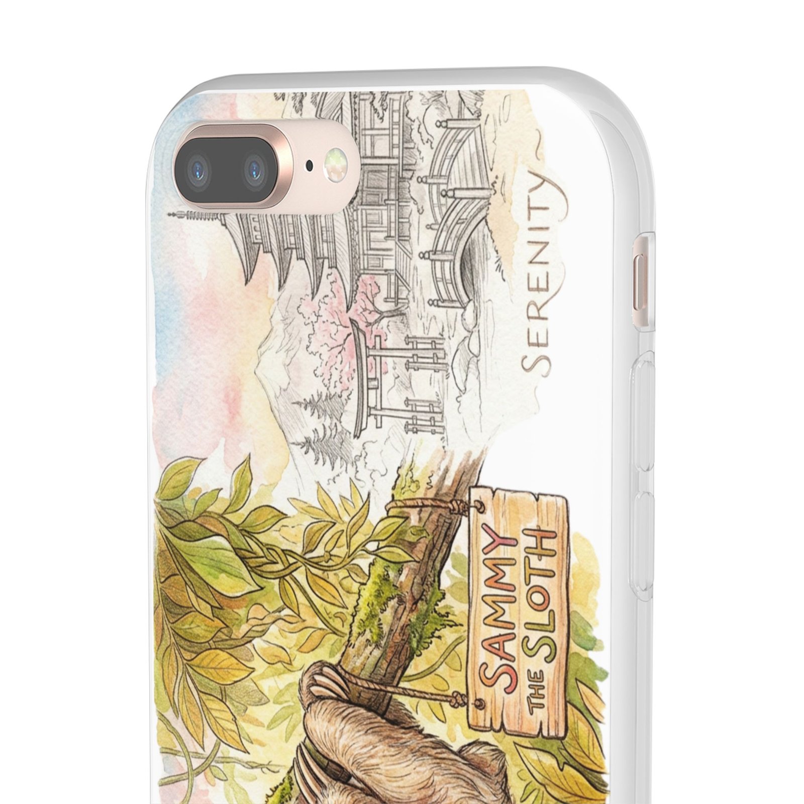 Sloth Phone Case – "Sammy the Sloth" Cute Botanical iPhone Flexi Case - Image 83