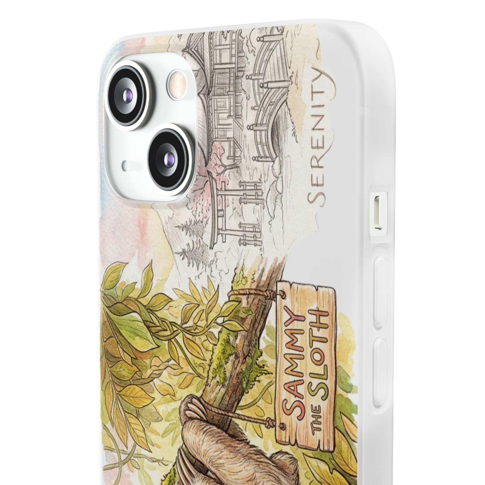 Sloth Phone Case – "Sammy the Sloth" Cute Botanical iPhone Flexi Case - Image 107