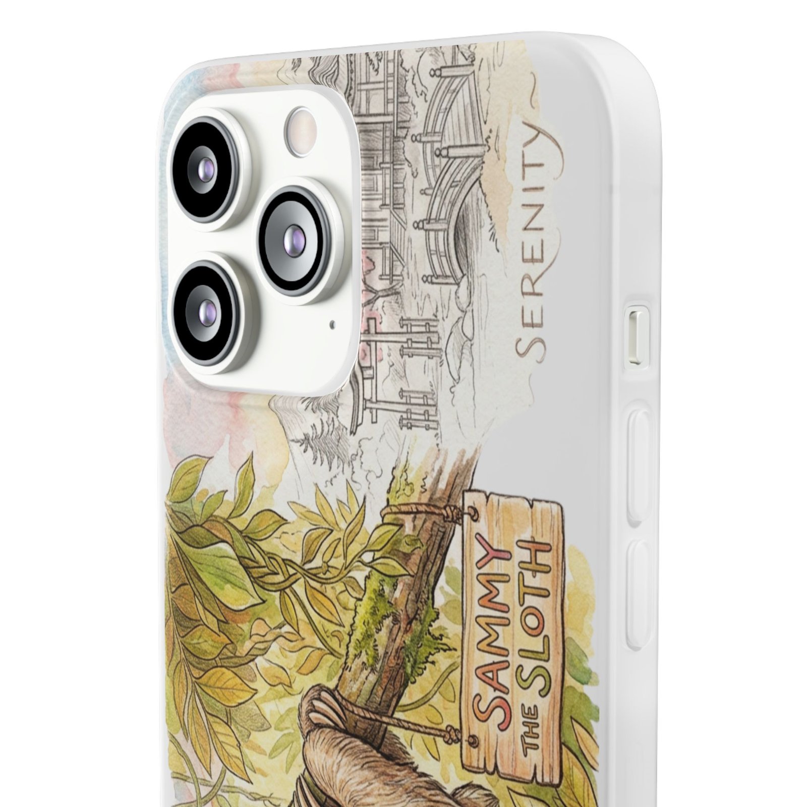 Sloth Phone Case – "Sammy the Sloth" Cute Botanical iPhone Flexi Case - Image 116