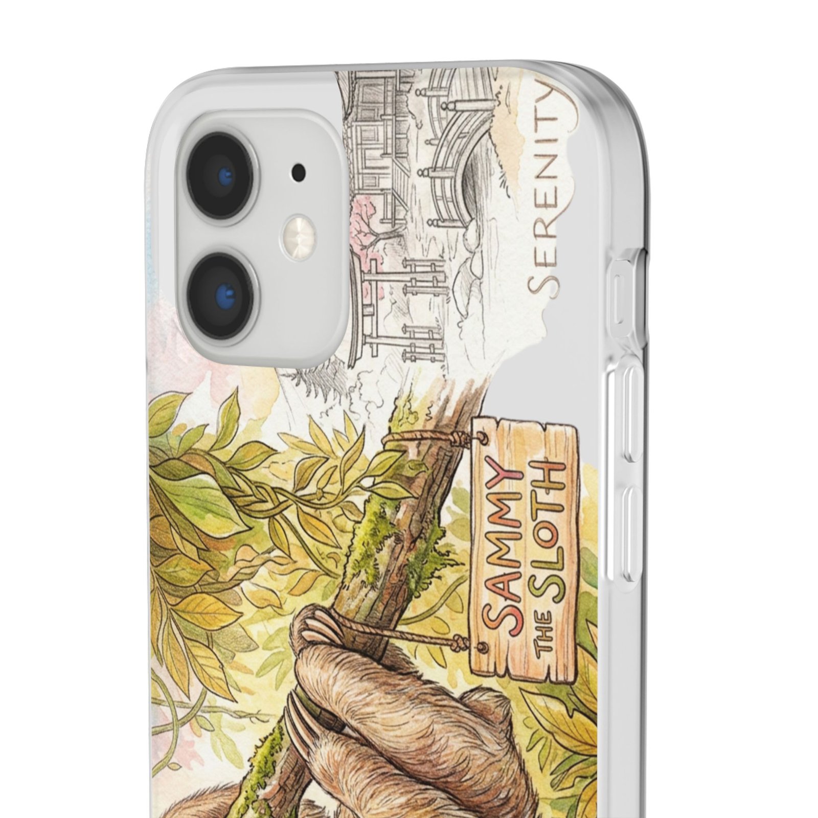 Sloth Phone Case – "Sammy the Sloth" Cute Botanical iPhone Flexi Case - Image 47