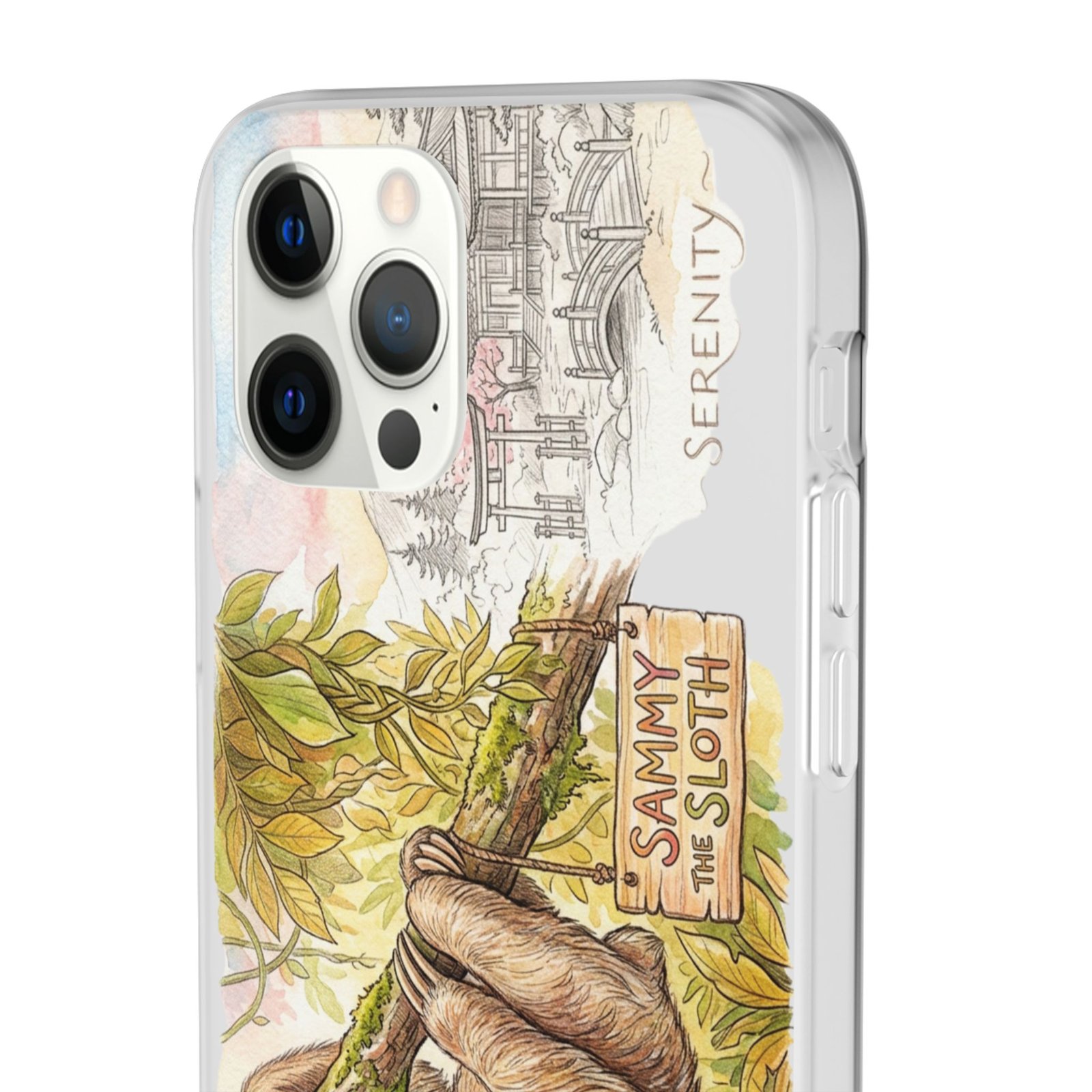 Sloth Phone Case – "Sammy the Sloth" Cute Botanical iPhone Flexi Case - Image 41
