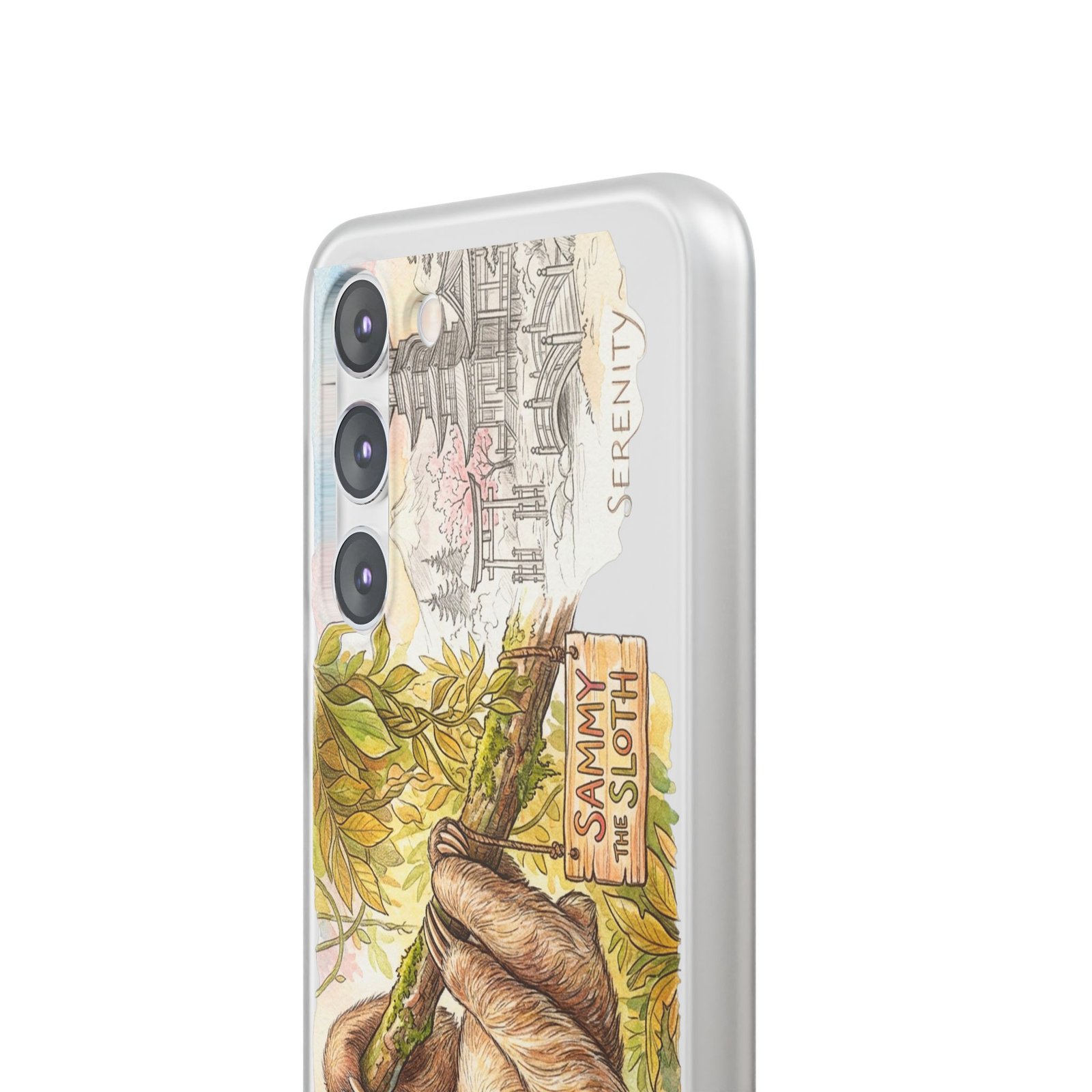 Sloth Phone Case – "Sammy the Sloth" Cute Botanical iPhone Flexi Case - Image 225