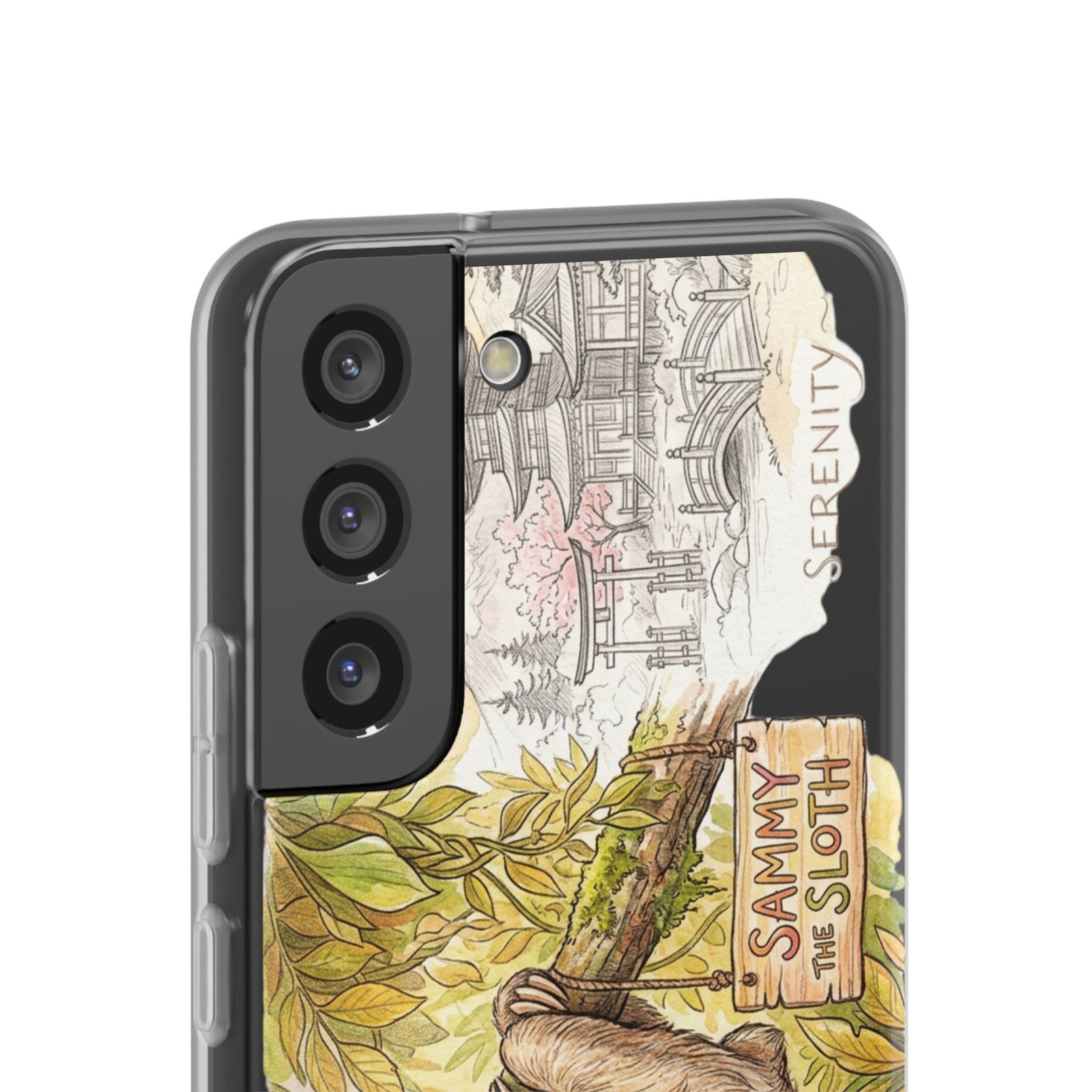 Sloth Phone Case – "Sammy the Sloth" Cute Botanical iPhone Flexi Case - Image 168