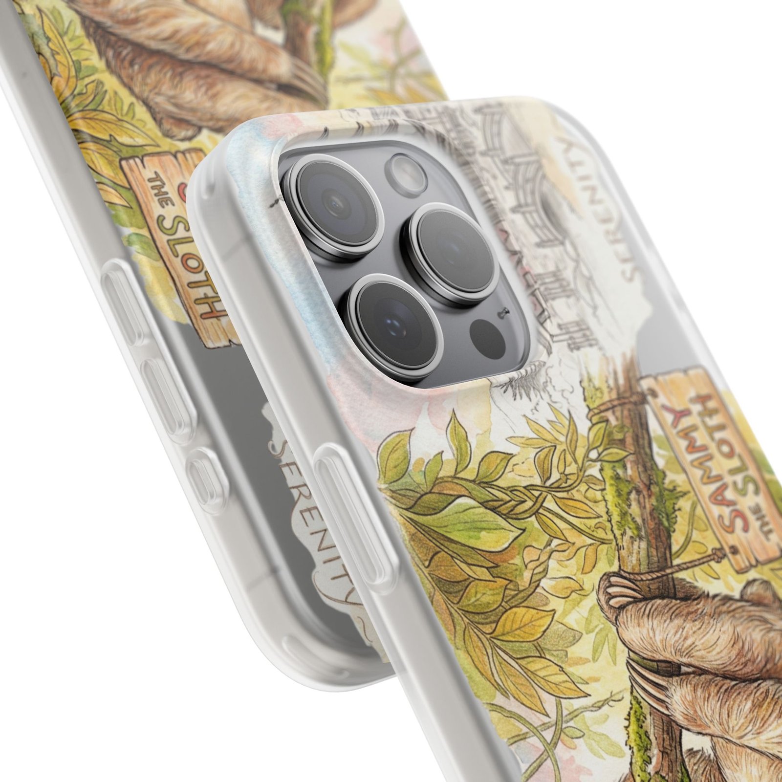 Sloth Phone Case – "Sammy the Sloth" Cute Botanical iPhone Flexi Case - Image 246