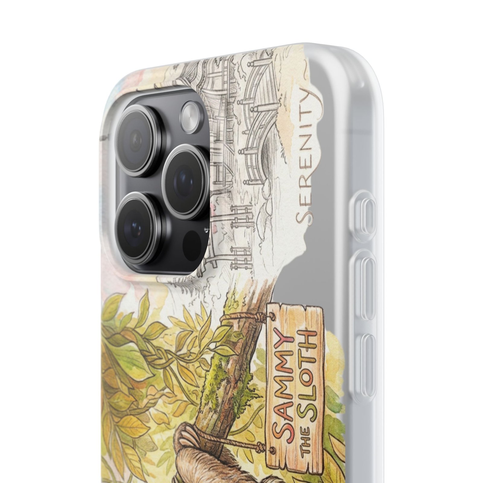 Sloth Phone Case – "Sammy the Sloth" Cute Botanical iPhone Flexi Case - Image 247