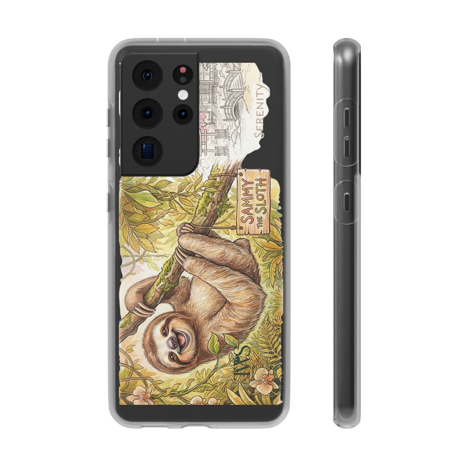 Sloth Phone Case – "Sammy the Sloth" Cute Botanical iPhone Flexi Case - Image 151