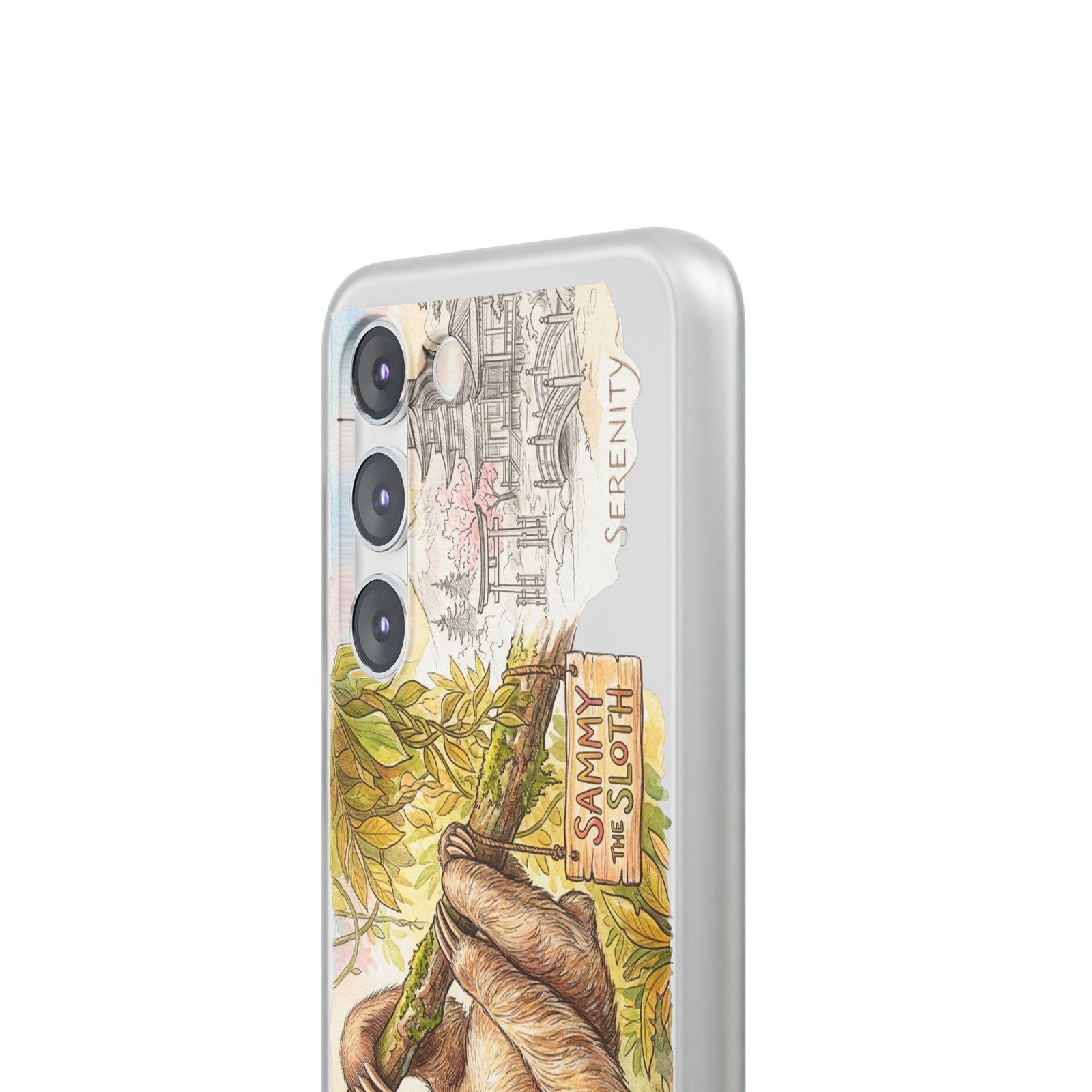 Sloth Phone Case – "Sammy the Sloth" Cute Botanical iPhone Flexi Case - Image 193