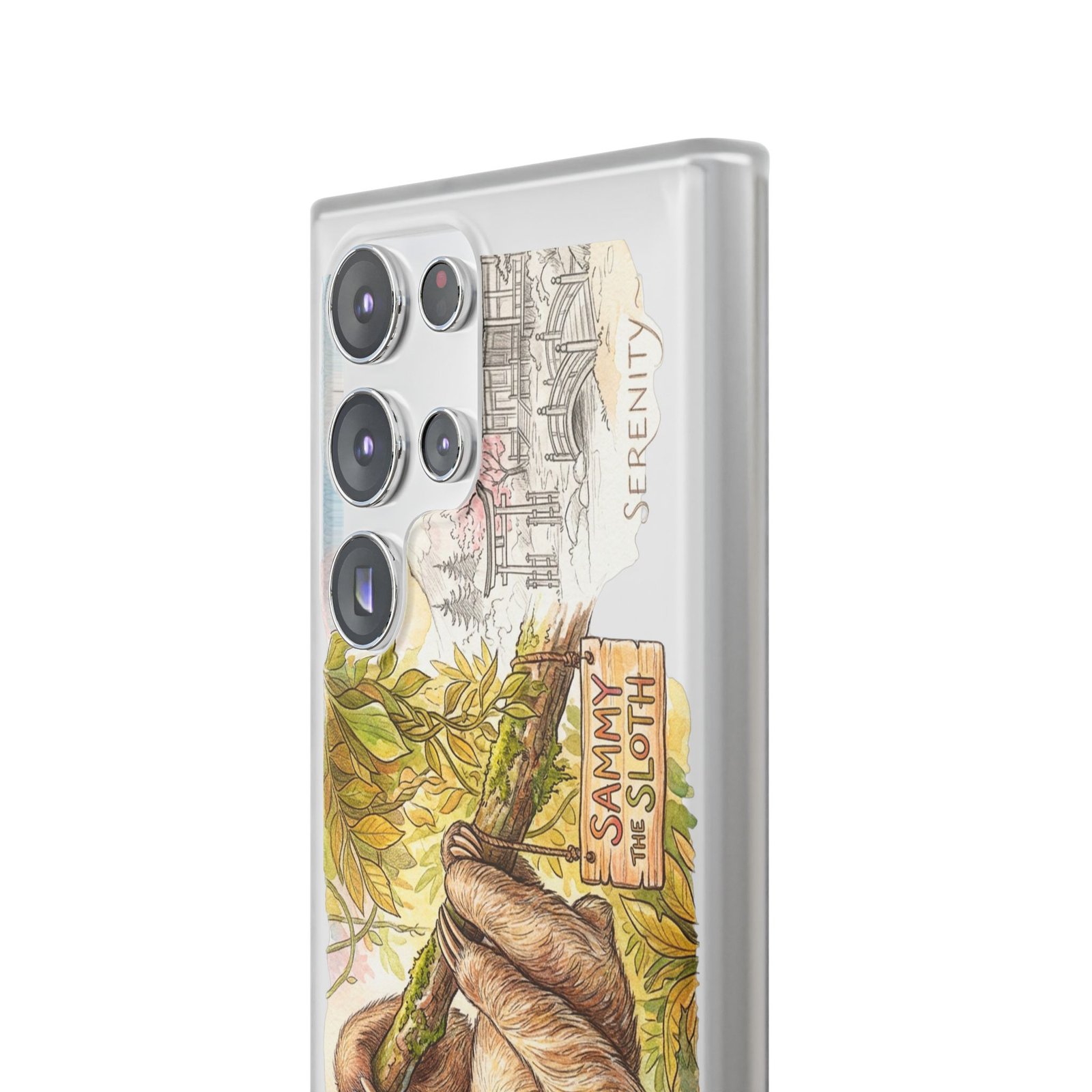 Sloth Phone Case – "Sammy the Sloth" Cute Botanical iPhone Flexi Case - Image 201