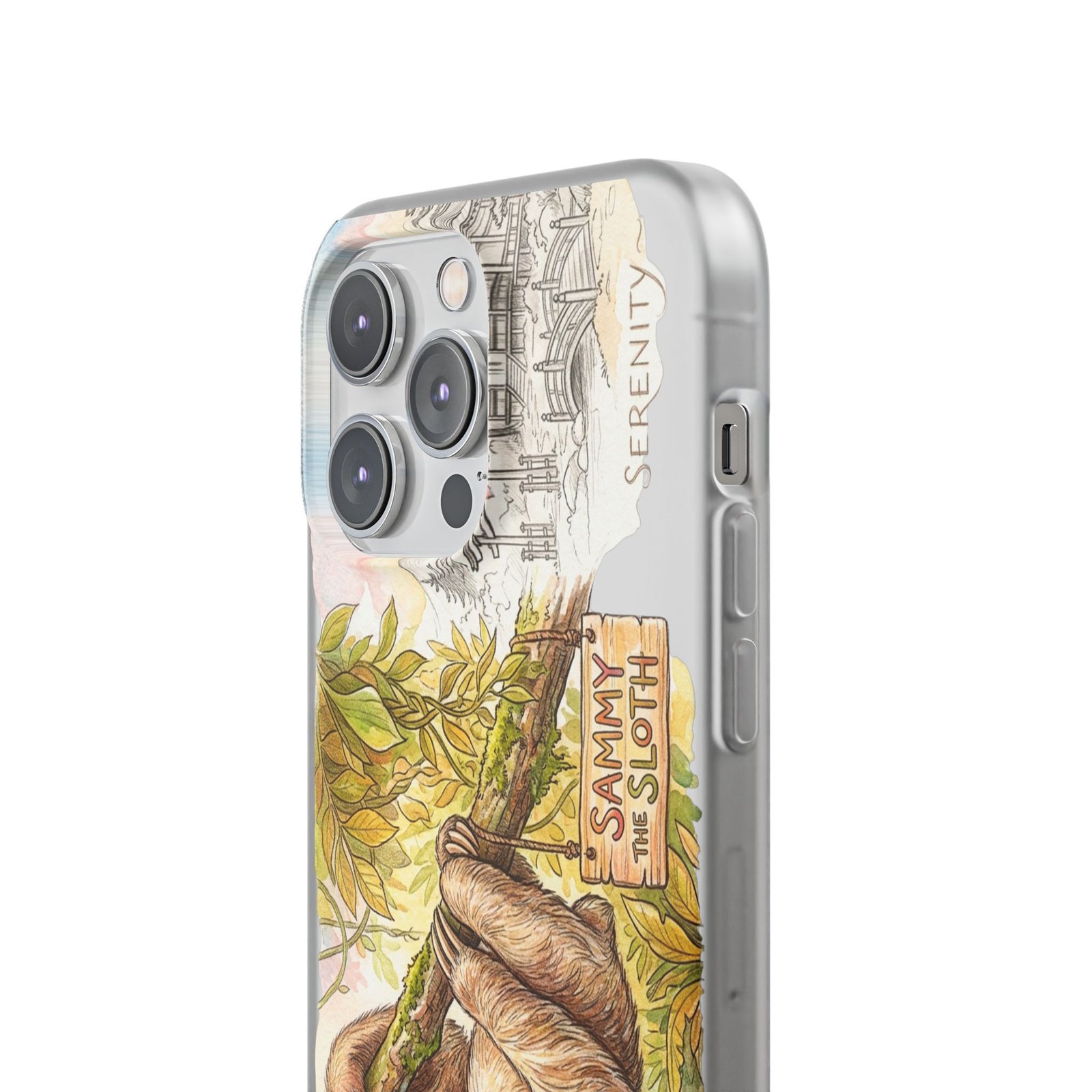 Sloth Phone Case – "Sammy the Sloth" Cute Botanical iPhone Flexi Case - Image 189