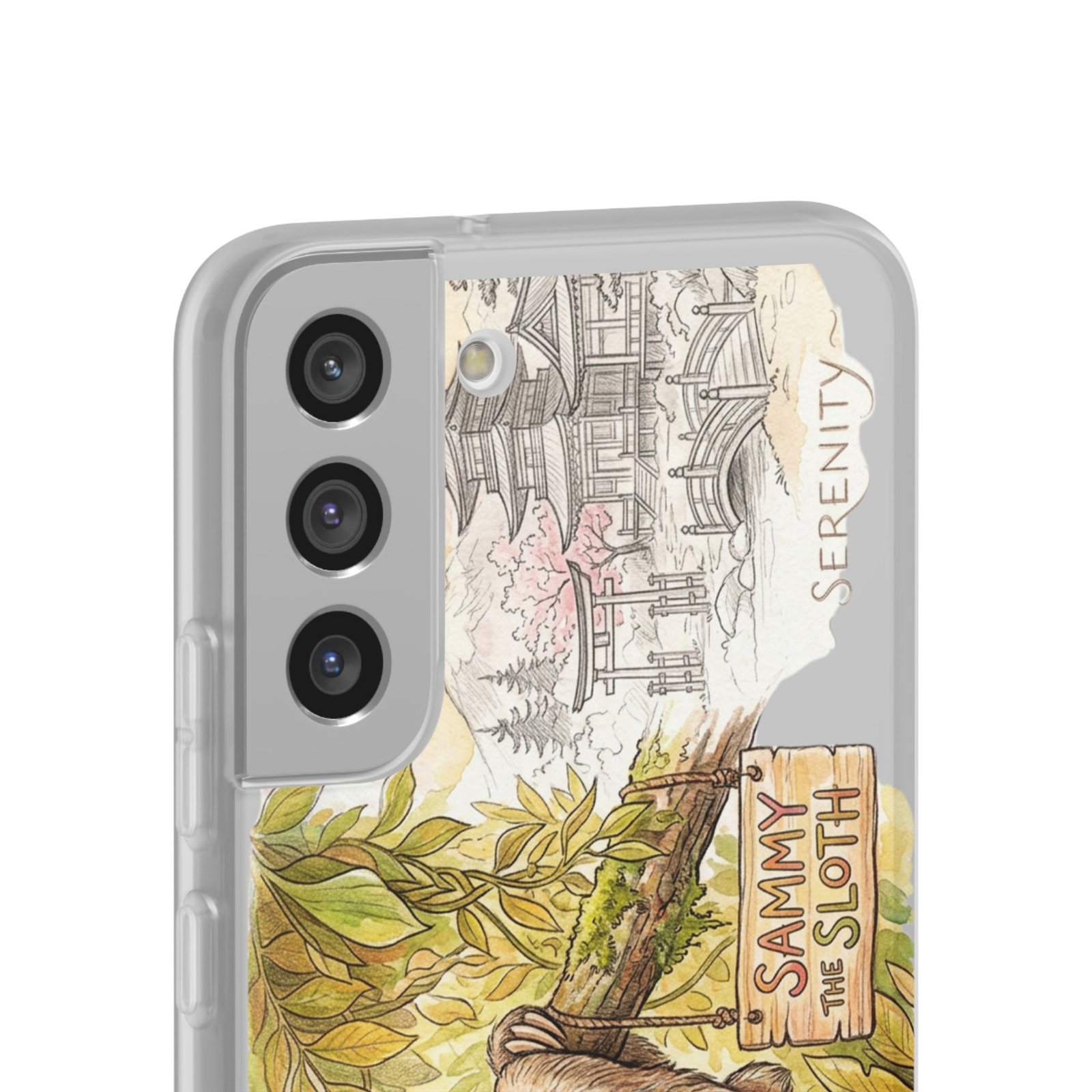 Sloth Phone Case – "Sammy the Sloth" Cute Botanical iPhone Flexi Case - Image 171