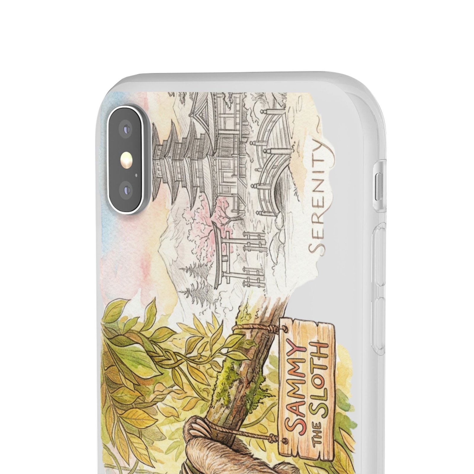 Sloth Phone Case – "Sammy the Sloth" Cute Botanical iPhone Flexi Case - Image 99